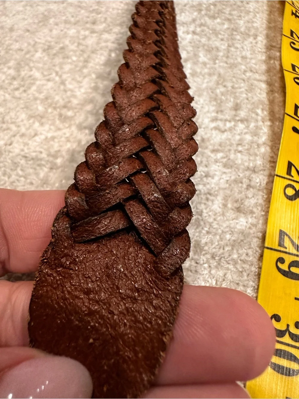 Braided Brown Leather Men’s Belt with Brass Buckle